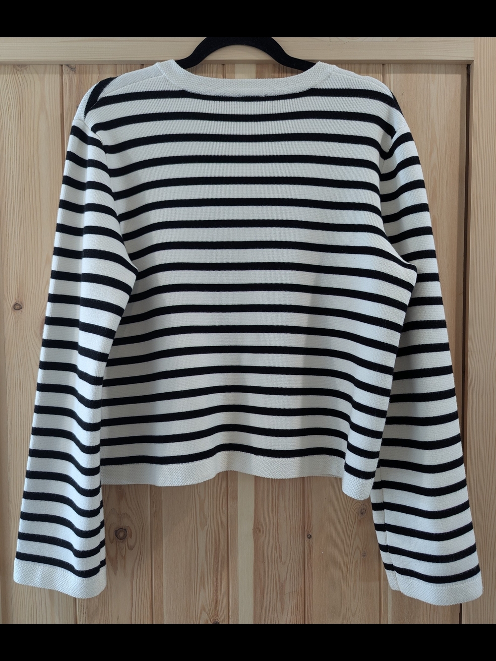 Dynamite Black White Striped Knit Cardigan Sweater - Picture 3 of 8